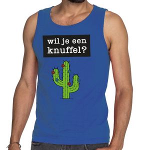 Wil je een Knuffel tekst tanktop / mouwloos shirt blauw