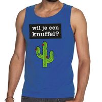 Wil je een Knuffel tekst tanktop / mouwloos shirt blauw - thumbnail