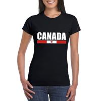 Canada supporters kleding t-shirt - voor dames - zwart - met vlag kleuren print - korte mouwen