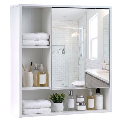 Spiegelkast Wandgemonteerde Badkamerkast Ruimtebesparende Houten Wandkast-Wit