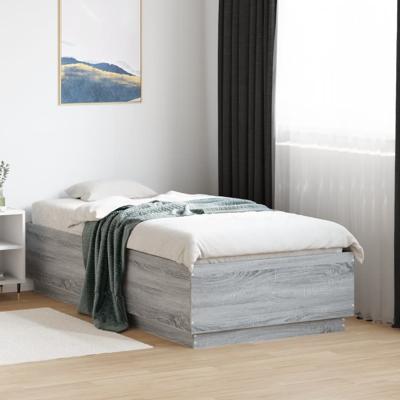 Bedframe bewerkt hout grijs sonoma eikenkleurig 75x190 cm