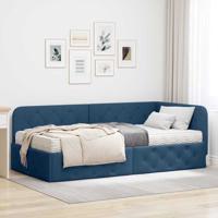 Hoekbedframe met matras met hoofdeinde Blauw 100 x 200 cm Stof
