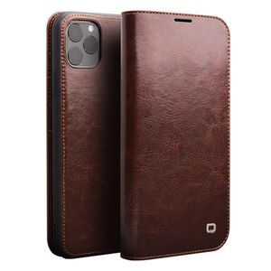 Qialino - echt lederen luxe wallet hoes - iPhone 11 Pro - Bruin