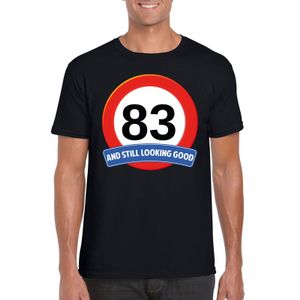 Verkeersbord 83 jaar t-shirt zwart heren