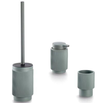 Badkamer/toilet set Stripes - 3x stuks - kunststeen - groen - streep design