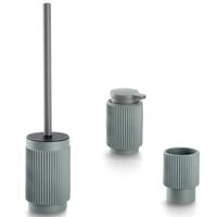 Badkamer/toilet set Stripes - 3x stuks - kunststeen - groen - streep design