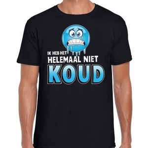 Funny emoticon t-shirt ik heb het helemaal niet koud zwart voor