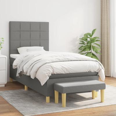 Boxspring met matras stof donkergrijs 100x200 cm