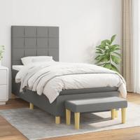 Boxspring met matras stof donkergrijs 100x200 cm