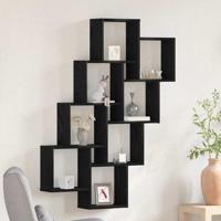 Wandplank met plank Zwart eiken 90 x 15 x 119,5 cm Bewerkt hout