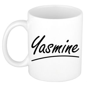 Yasmine voornaam kado beker / mok sierlijke letters - gepersonaliseerde mok met naam   -