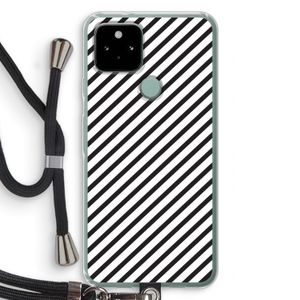 Strepen zwart-wit: Pixel 5 Transparant Hoesje met koord