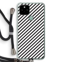 Strepen zwart-wit: Pixel 5 Transparant Hoesje met koord Strepen zwart-wit: Pixel 5 Transparant Hoesje met koord