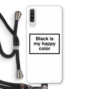 Black is my happy color: Samsung Galaxy A70 Transparant Hoesje met koord