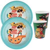 Piraten thema feest wegwerp servies set - 20x bordjes / 20x bekers