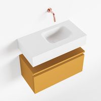 Toiletmeubel Mondiaz Andor | 60 cm | Meubelkleur Ocher | Lex vrijhangend wastafel Talc Rechts | Zonder kraangat