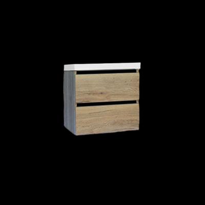 Onderkast Sanilux Trendline Met Greeplijst Mat Zwart 60x47x52 cm Naturel Oak Sanilux