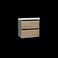 Onderkast Sanilux Trendline Met Greeplijst Mat Zwart 60x47x52 cm Naturel Oak Sanilux