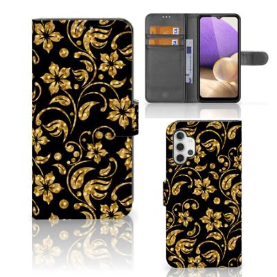 Samsung Galaxy A32 4G Hoesje Gouden Bloemen