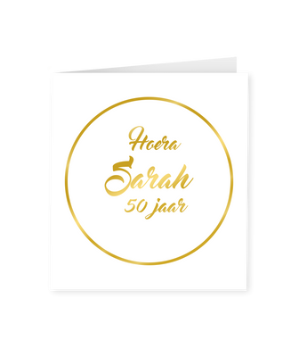 Sarah Verjaardagskaart Goud/Wit
