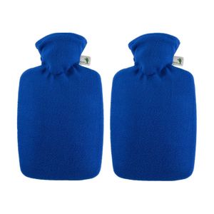 2x Fleece kruik blauw 1,8 liter met hoes