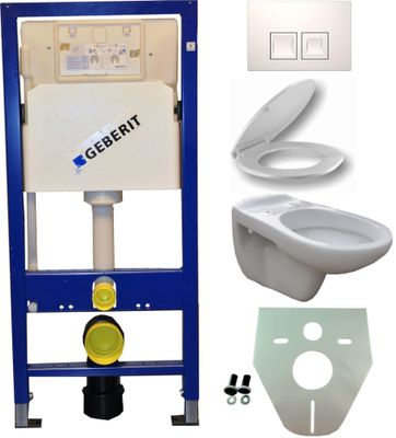 Toiletset Geberit UP100 Duofix + Wiesbaden Neptunus hangend toilet met zitting + Geberit Delta50 bedieningsplaat, wit Toiletset Geberit UP100 Duofix + Wiesbaden Neptunus hangend toilet met zitting + Geberit Delta50 bedieningsplaat, wit