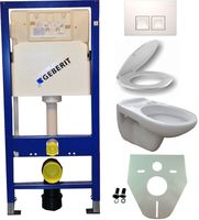 Toiletset Geberit UP100 Duofix + Wiesbaden Neptunus hangend toilet met zitting + Geberit Delta50 bedieningsplaat, wit - thumbnail
