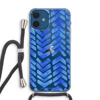 Blauwe pijlen: iPhone 12 mini Transparant Hoesje met koord