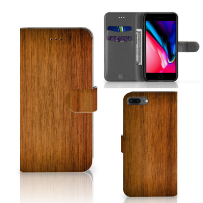 Apple iPhone 7 Plus | 8 Plus | Book Style Case | Donker Hout