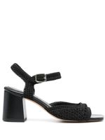 Souliers Martinez sandales Sicilia 75 mm en cuir tressé - Noir