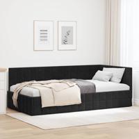 Hoekbedframe met hoofdeinde Zwart 90 cm x 200 cm Fluweel