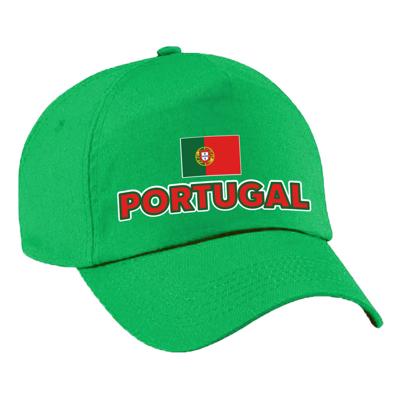 Verkleed feest pet - groen - Portugal - vlag/landen thema - zonneklep pet