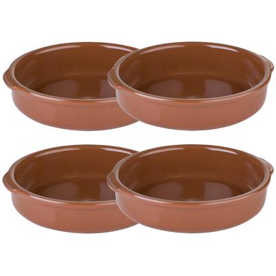 Regas Ovenschalen - terracotta - 4x stuks - D20 cm - 400 ml - Tapas schalen