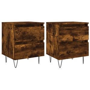 vidaXL Nachtkastjes 2 st 40x35x50 cm bewerkt hout gerookt eikenkleurig