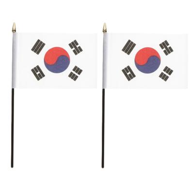 Zuid Korea - 2x - mini vlaggetje van 10 x 15 cm op stokje - Landen vlag - H27 cm