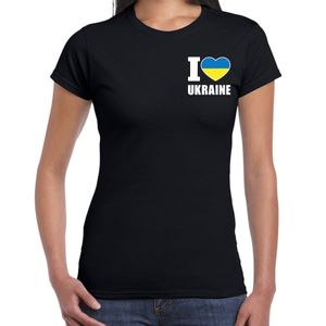 I love Ukraine t-shirt Oekraine zwart op borst voor dames