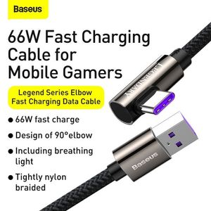 Baseus Legend Series Nylon Gevlochten USB-C Kabel 66W - 1m - Zwart