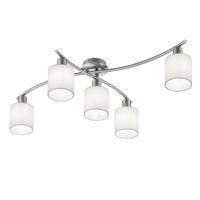 Trio Plafondlamp Garda 5-lichts nikkel mat met wit 605400501