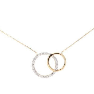 Glow 202.0677.45 Ketting Cirkels geelgoud-zirconia wit 42,5-45 cm