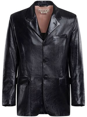 Marni veste en cuir à fini poli - Noir