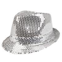 Glitter hoedje - zilver - pailletten - carnaval - glitter en glamour - volwassenen