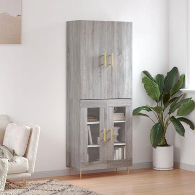 Hoge kast 69,5x34x180 cm bewerkt hout grijs sonoma eikenkleurig