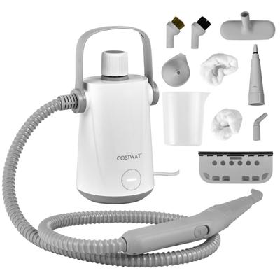 Handstoomreiniger 1000 W en 300 ml Watercapaciteit en 10 Accessoiresets Stoomreiniger voor Alles Tapijten Ramen Bekleding Grijs