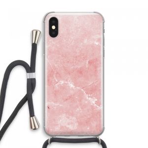 Roze marmer: iPhone XS Max Transparant Hoesje met koord