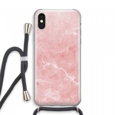 Roze marmer: iPhone XS Max Transparant Hoesje met koord