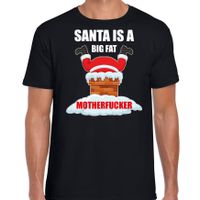 Fout Kerstshirt / outfit Santa is a big fat motherfucker zwart voor heren - thumbnail