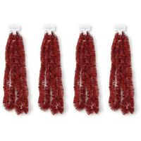 4x Kerst lametta guirlandes rood 270 cm kerstboom versiering/decoratie   -