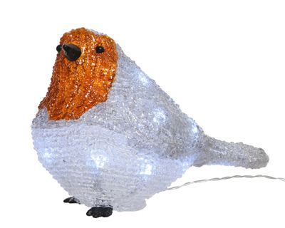 LED roodborst acryl buiten op batterij 11x21x14 cm 20L koelwit - Ksd