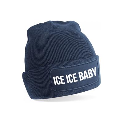 Ice ice baby - wintermuts - unisex - one size - blauw - mutsen met coole tekst Ice ice baby - wintermuts - unisex - one size - blauw - mutsen met coole tekst