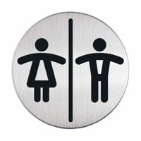 Novioproducts Pictogram zelfklevend rond dames- en herentoilet RVS